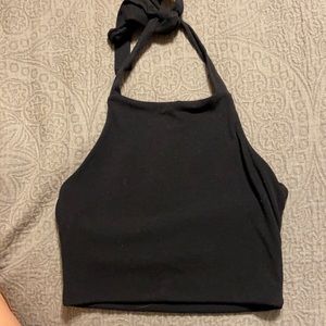 Black cropped halter top